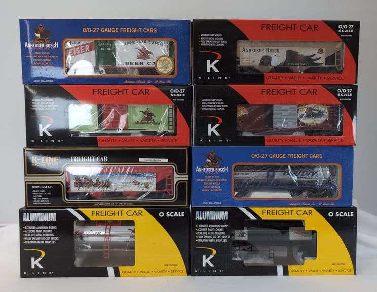 Modern Era K-Line O Gauge Anheuser Busch freight cars 8 total in box