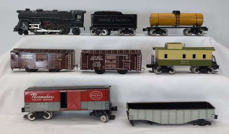 Sakai O Gauge Hudson & Pacific steam locomotive and tender, box, gondola, tank, caboose, accessories