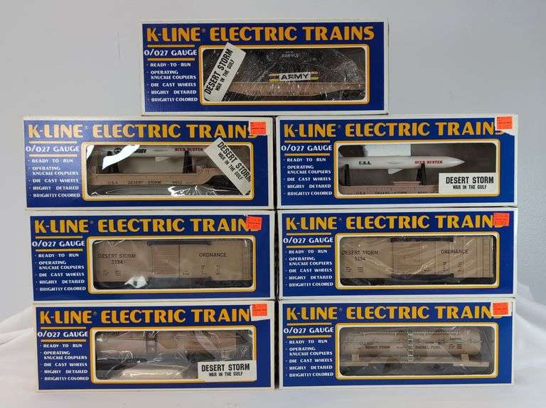 Modern Era K-Line O Gauge Desert Storm K-6644, two K-6652, two K-5134, K6335, K-5417 Mint in box image