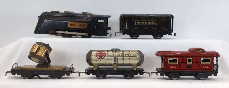 Marx O Gauge Train Set with Commodore Vanderbilt Locomotive, Cars, Track, and Transformer