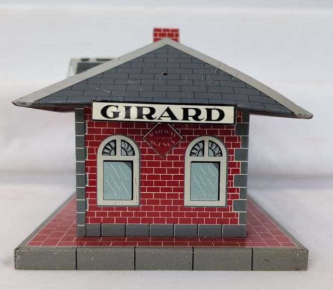 Marx O Gauge Whistling Girard Train Station lithographed tinplate