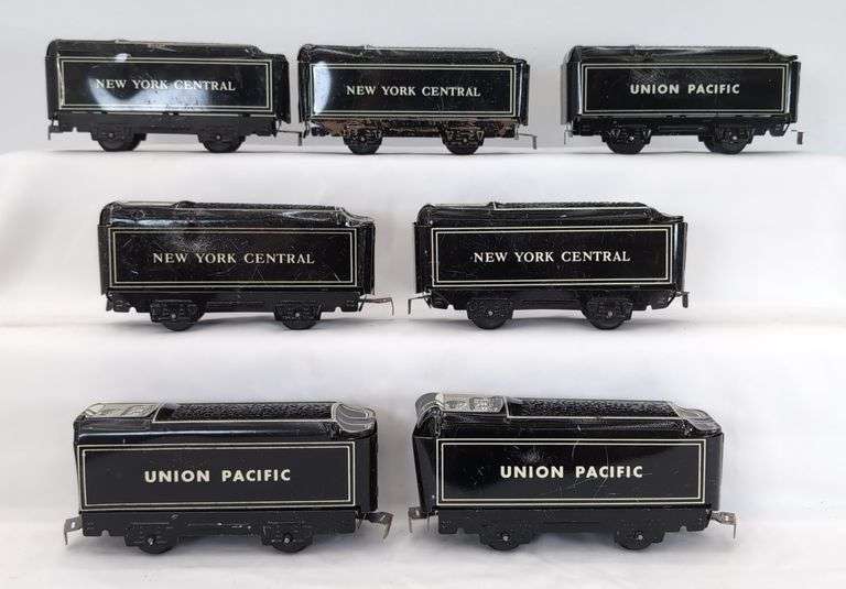 Lot of 14 Marx O Gauge lithographed tinplate - 551 New York Central & 551 Union Pacific steam locomotive tenders