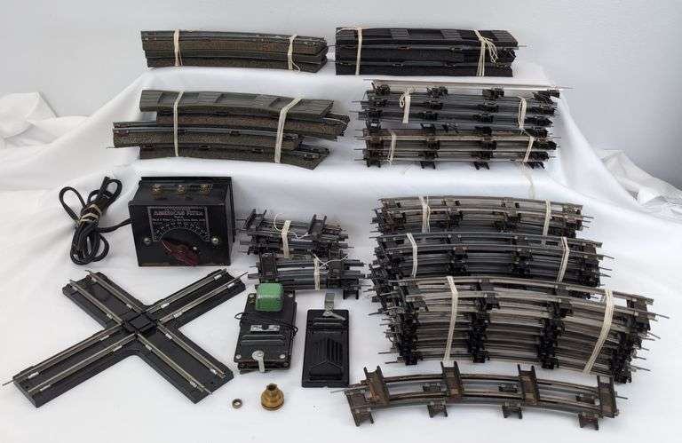 Postwar American Flyer S Gauge Track, road bed, 90 degree crossover, uncouplers, More image