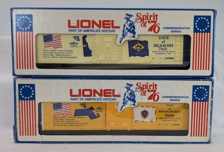 Modern Era Lionel O Gauge Spirit of '76 7600, 01, 02, 03, 05, 06, 08, 10, 12, 13 in box