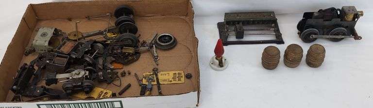 Prewar American Flyer, Lionel, Marx Train Parts & Accessories Lot: Rheostat, Motors, Wheels, and More image