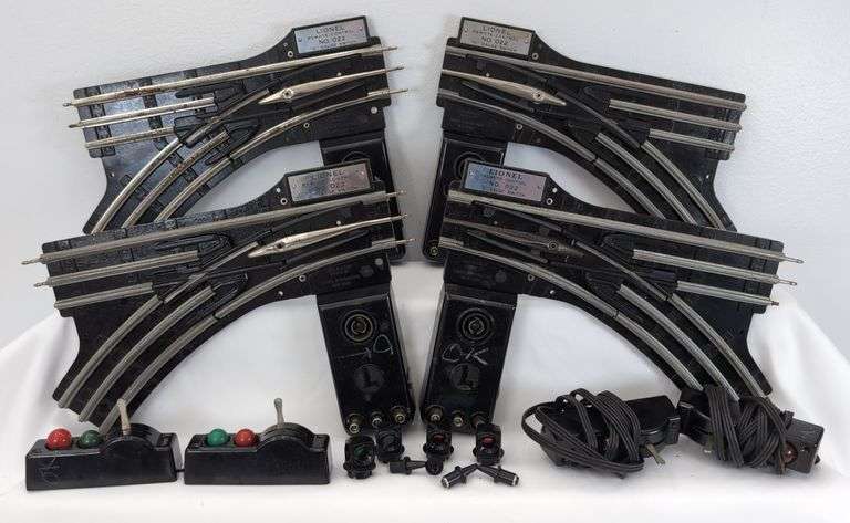Postwar Lionel O Gauge two pair O22 Remote Control Switches controllers, lanterns, fixed voltage plugs image