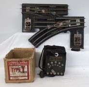 Prewar Lionel Standard Gauge pair of 223 RC Switches, one 222 Switch Control, Type T 100 Watts transformer