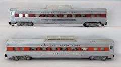 Postwar American Flyer Lines S Gauge 962 Hamilton vista dome Passenger Cars orange & red