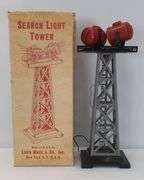 Marx O Gauge Train Accessories: Search Light Towers, Water Towers, Revolving Beacon & Crane