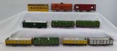 Wyandotte Hafner lithographed tinplate freight and passenger train cars
