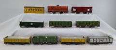 Wyandotte Hafner lithographed tinplate freight and passenger train cars