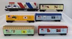 Modern Era Lionel O Gauge 7600 Frisco diesel loco, 7600 caboose, thirteen boxcars
