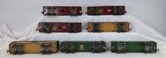 Prewar American Lines O Gauge 3207 sand cars, 3211 caboose, box cars