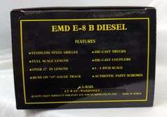 Modern Era Weaver O Gauge 3 rail EMD E-8 diesel ATSF Warbonnet in box