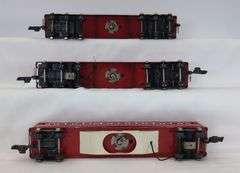 Prewar American Flyer O Gauge 495, 496, 497 Red Pullman passenger cars with boxes