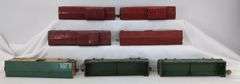 Prewar American Lines O Gauge 3207 sand cars, 3211 caboose, box cars