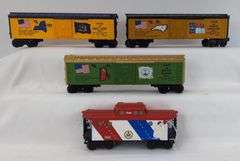 Modern Era Lionel O Gauge 7600 Frisco diesel loco, 7600 caboose, thirteen boxcars