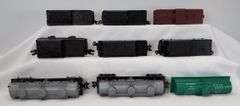 Lot of 27 Marx O Gauge tank, box, flat, hopper, gondola, searchlight cars