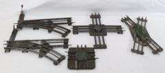 Early Ives O Gauge three rail electric manual switches crossovers red fibre insulators