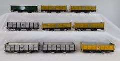 Wyandotte Hafner lithographed tinplate freight and passenger train cars