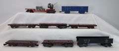 Lot of 27 Marx O Gauge tank, box, flat, hopper, gondola, searchlight cars