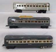 Marx O Gauge Passenger Cars 3197 Santa Fe observation New York Central 234 coach Meteor observation