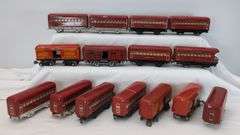 Lot of 15 Marx O Gauge red Bogota, Montclair, Observation, 547 REA, USM-1953 passenger trains