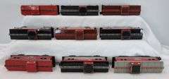 Marx O Gauge lithographed tinplate Cabooses - Southern Pacific, NYC, ATSF, Monon, NKP