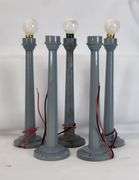 Prewar/Postwar American Flyer O/S Gauge single and double street lamps, die-cast and plastic