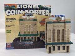 Lionel 100th Anniversary Train Clock, Coin Sorter, and Hand Car in box
