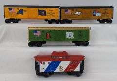 Modern Era Lionel O Gauge 7600 Frisco diesel loco, 7600 caboose, thirteen boxcars