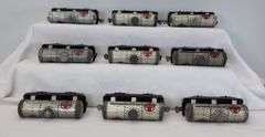 Lot of 19 Marx O Gauge Union Tank Co., Sinclair and Santa Fe 4-wheel tank cars