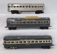 Marx O Gauge Passenger Cars 3197 Santa Fe observation New York Central 234 coach Meteor observation