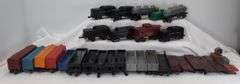 Lot of 27 Marx O Gauge tank, box, flat, hopper, gondola, searchlight cars