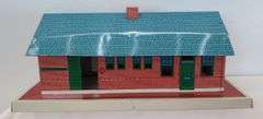 Vintage Lithographed Tinplate Sheet Metal Cardstock Train Station Buildings Marx Skyline