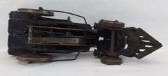 Very early cast iron Ives? 2-2-0 steam locomotive w/brass clock work key wind motor w/wire drive rods floor toy