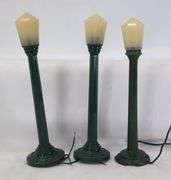 Prewar/Postwar American Flyer O/S Gauge single and double street lamps, die-cast and plastic
