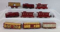 Wyandotte Hafner O Gauge Overland Flyer, Chicago & North Western, Pennsylvania lithographed tinplate freight