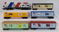 Modern Era Lionel O Gauge 7600 Frisco diesel loco, 7600 caboose, thirteen boxcars