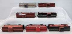 Marx O Gauge lithographed tinplate Cabooses - Southern Pacific, NYC, ATSF, Monon, NKP