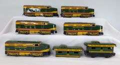 Marx O Gauge Five Seaboard 4000 diesel A units, two 956 Seaboard Air Lines caboose