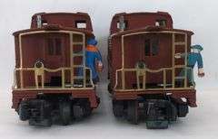 Two Postwar American Flyer Lines S Gauge 977 Deluxe Action Caboose rubber & tin figure