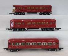 Prewar American Flyer O Gauge 495, 496, 497 Red Pullman passenger cars with boxes