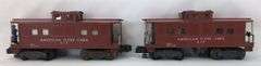 Two Postwar American Flyer Lines S Gauge 977 Deluxe Action Caboose rubber & tin figure