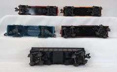 Lot of 27 Marx O Gauge tank, box, flat, hopper, gondola, searchlight cars