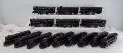 Lot of 15 Marx O Gauge electric, battery op, key wind steam locomotives