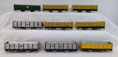 Wyandotte Hafner lithographed tinplate freight and passenger train cars