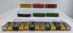 Wyandotte Hafner lithographed tinplate freight and passenger train cars
