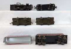 Mixed Lot of Early Tinplate Sheet Metal Toy Train Cars Ives, Marx Joy Line