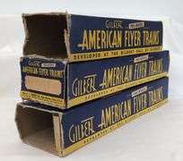Prewar American Flyer O Gauge 495, 496, 497 Red Pullman passenger cars with boxes